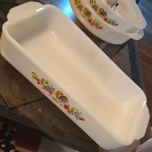 VINTAGE FIRE KING ROOSTER DISH